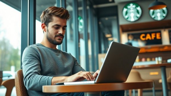 Remote work lifestyle of college graduates in a modern cafe.