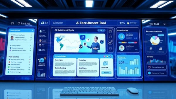 Modern AI recruitment tool interface with dynamic elements