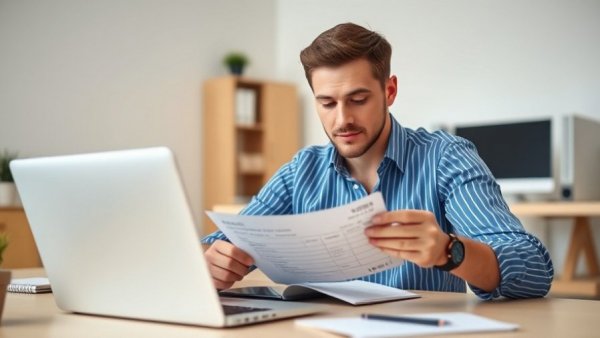 Close-up of person reviewing paycheck at desk, employee salary increase context.