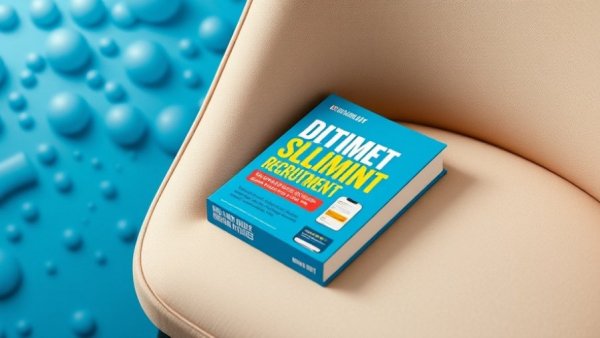 Book on recruitment reporting software over abstract blue background
