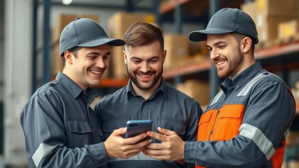 Industrial team engaging with Employee Experience Management app interface