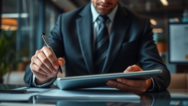 Business professional using tech reflecting 'AI over gut feeling'