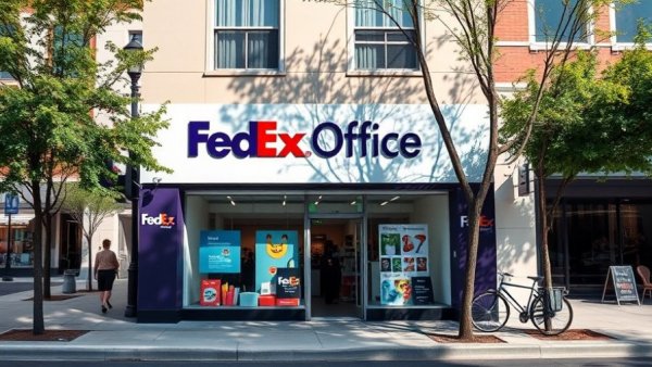 FedEx Office storefront with passing pedestrian, FedEx harassment claims under Title VII
