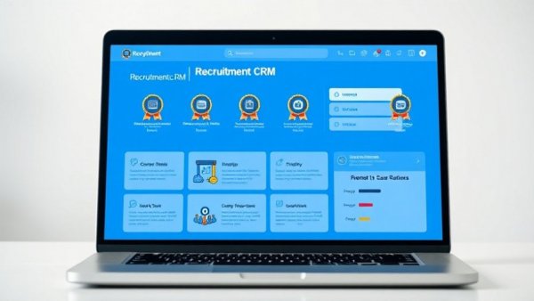 Modern CRM software interface with awards and endorsements
