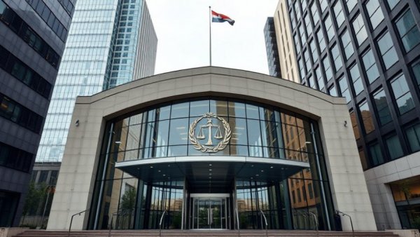 Modern courthouse emblem representing workplace discrimination ruling