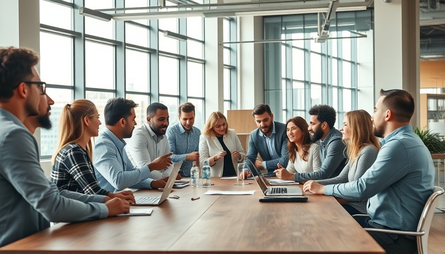 Group discussing the benefits of a four-day workweek in a modern office.