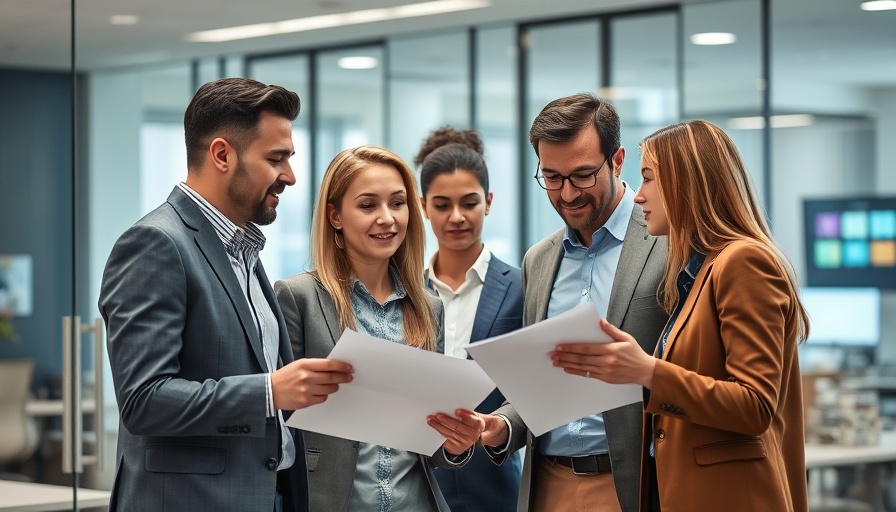 Focused HR team collaborating on strategies in a modern office.