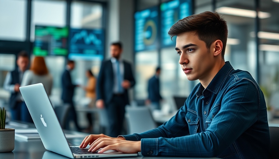 Professional working on AI learning paths in a modern office.
