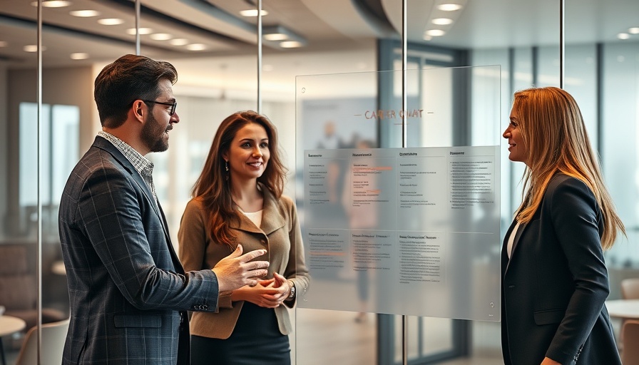 Career pathing transparency discussion in modern office with team.