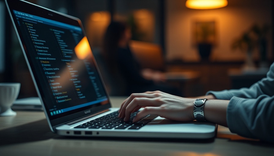 AI in HR Examples: Person with prosthetic typing on laptop.