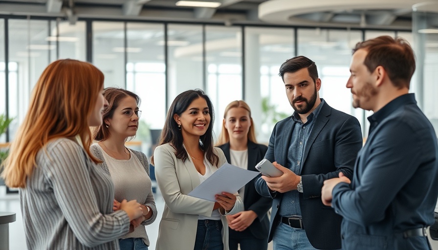Diverse team engaged in discussion represents inclusive workplace culture.