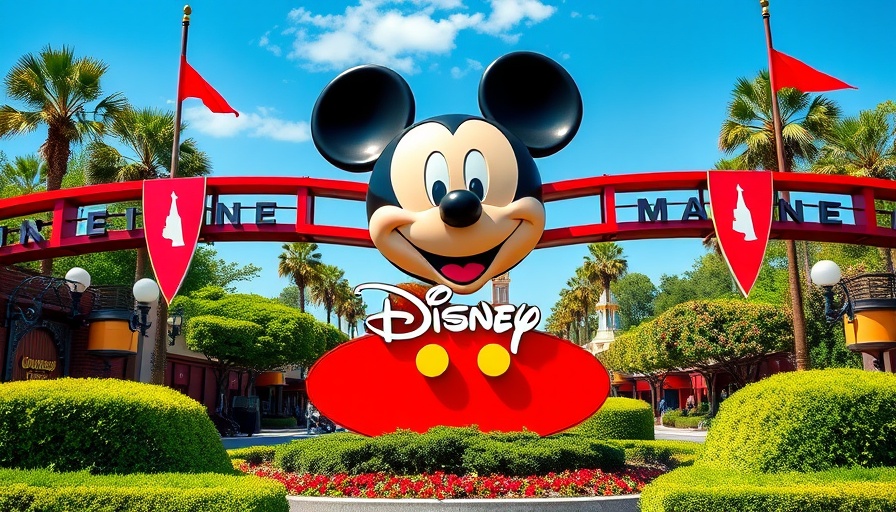 Disney entrance featuring Mickey Mouse sign, highlighting Disney gender pay discrimination settlement.