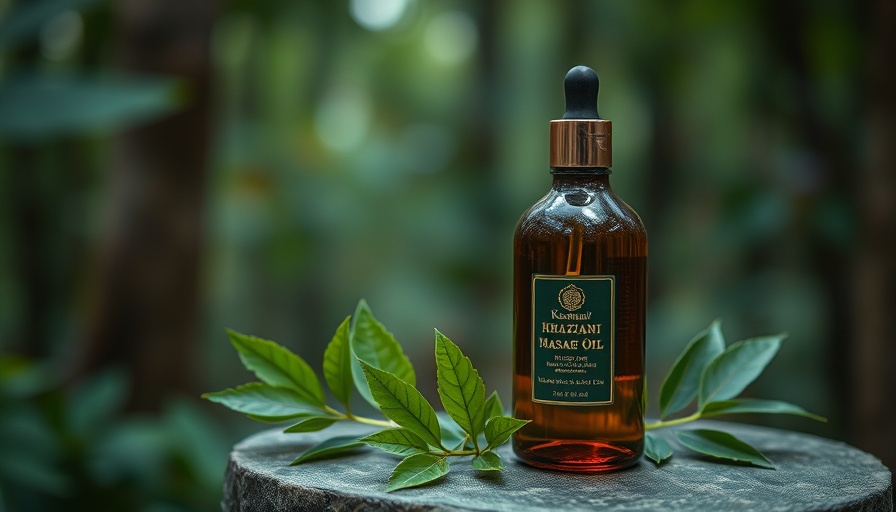 Khazani Ayurveda ancient remedies massage oil with leaves.