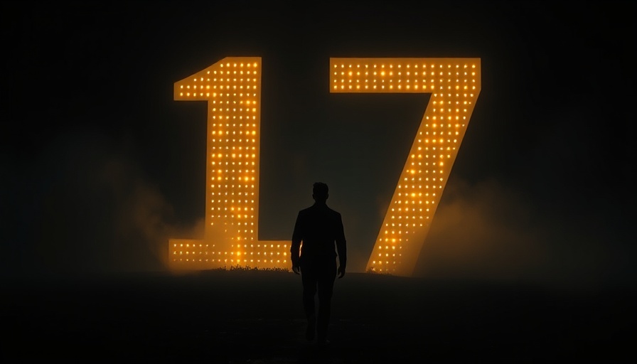 Large illuminated number 17 with silhouette representing Life Path Number 17