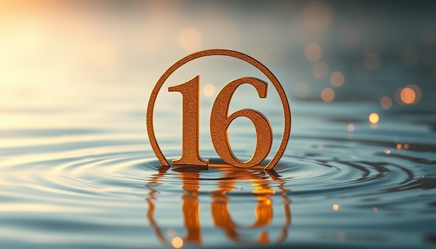 Mystical number 16 symbol on water, Life Path Number 16 meaning.