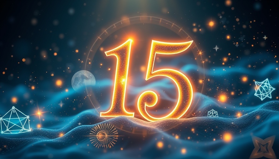 Abstract representation of life path number 15 with mystical symbols.