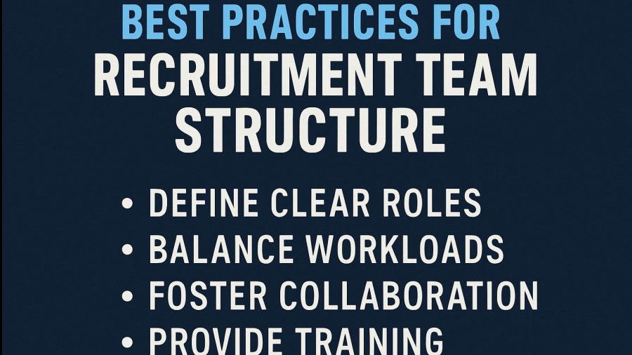 Infographic on hiring solutions: recruitment team structure best practices.