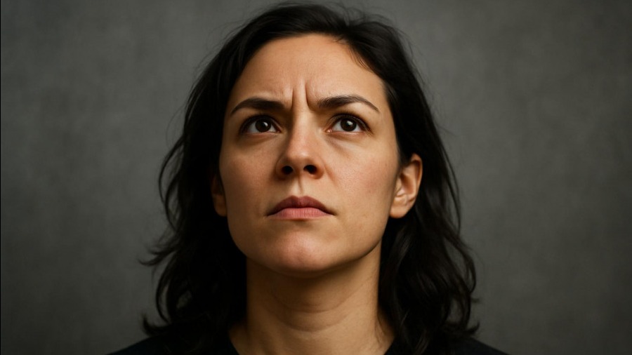 Woman looking upwards, symbolizing resilience after trauma in domestic violence stories.