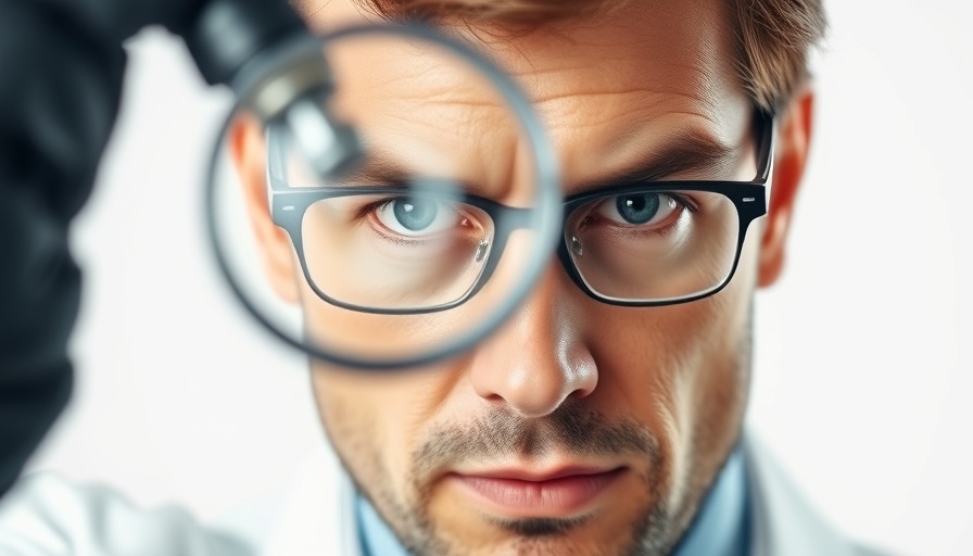 Focused private investigator inspecting with magnifying glass.