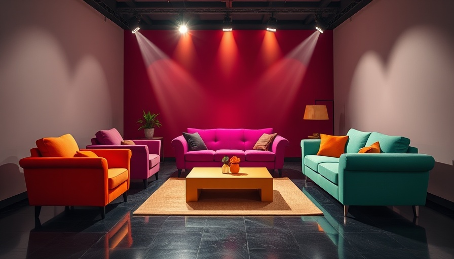 Vivid furniture in spotlight showcasing DIY home staging tips.
