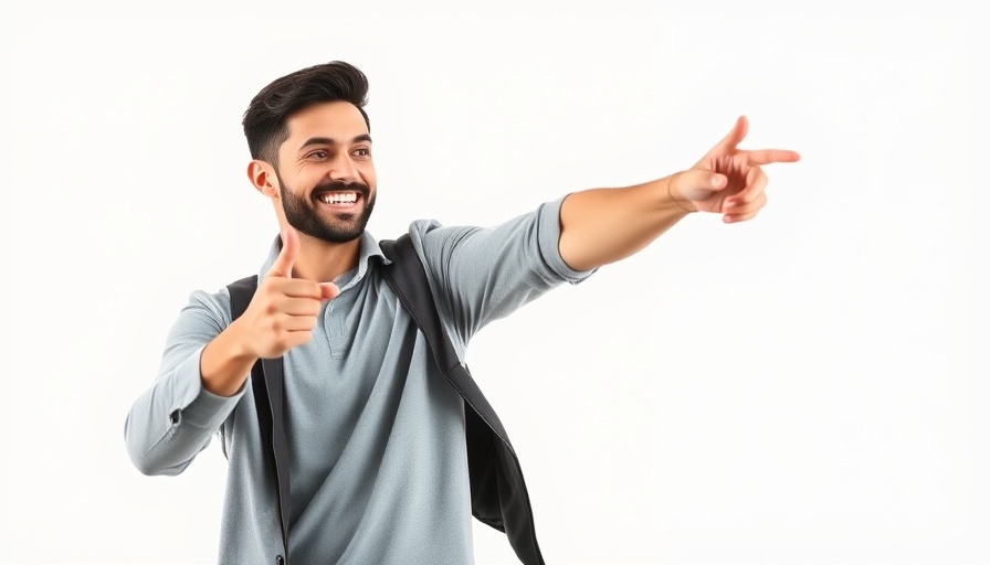 Confident man gesturing in AI talent recruitment context.