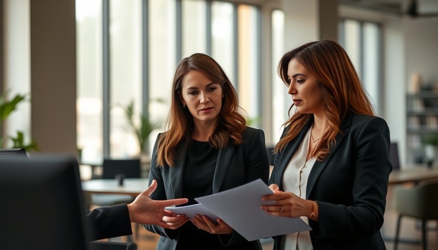 Women consulting on operations management, modern office setting.