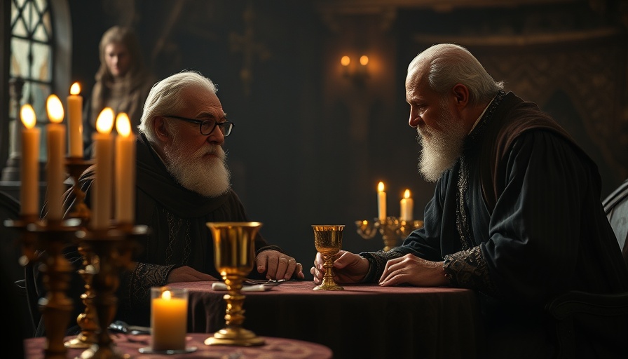 A Knight of the Seven Kingdoms cameos: Medieval men in intense conversation.