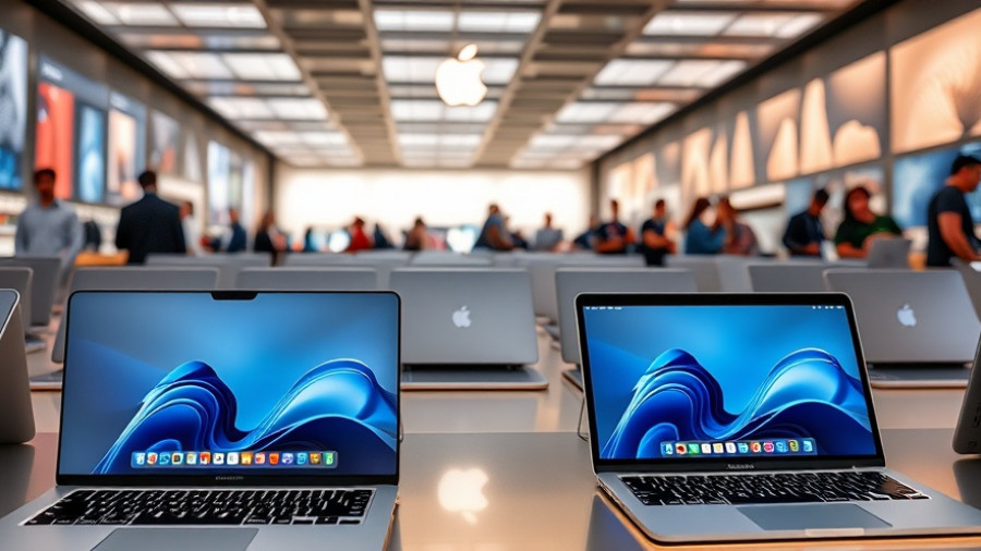 Apple touchscreen MacBooks displayed in store during launch