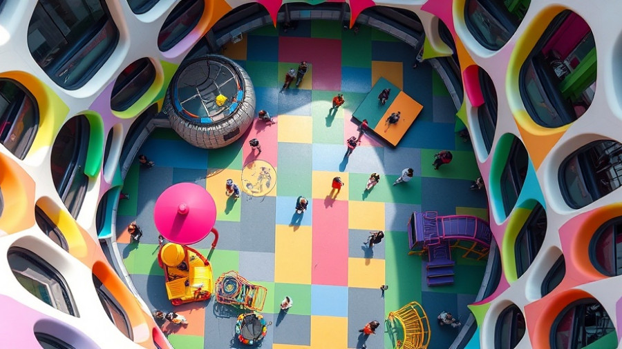 Modern playground aerial view on a perfect day in Helsinki.