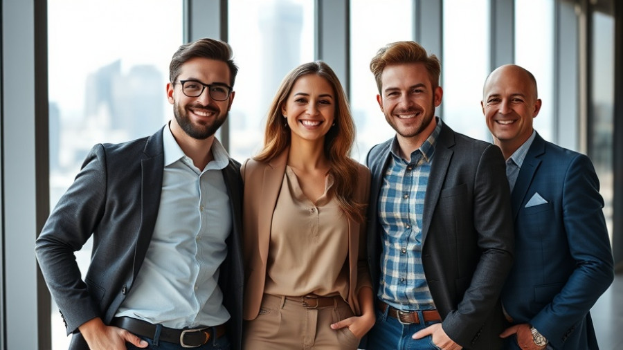 Confident young entrepreneurs posing in modern office
