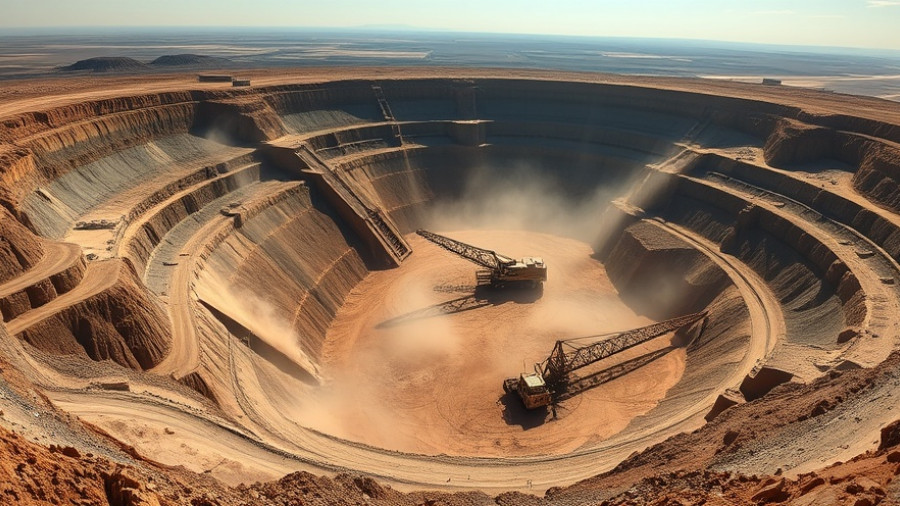 China rare-earths industry dominance depicted by expansive open-pit mine.