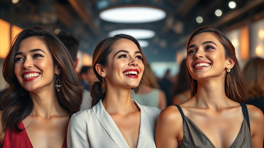 Women smiling at fashion event amid rising L’Oréal Q3 2025 sales.