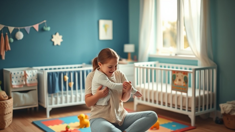 Loving mother holding child in cozy nursery room, highlighting familial warmth.