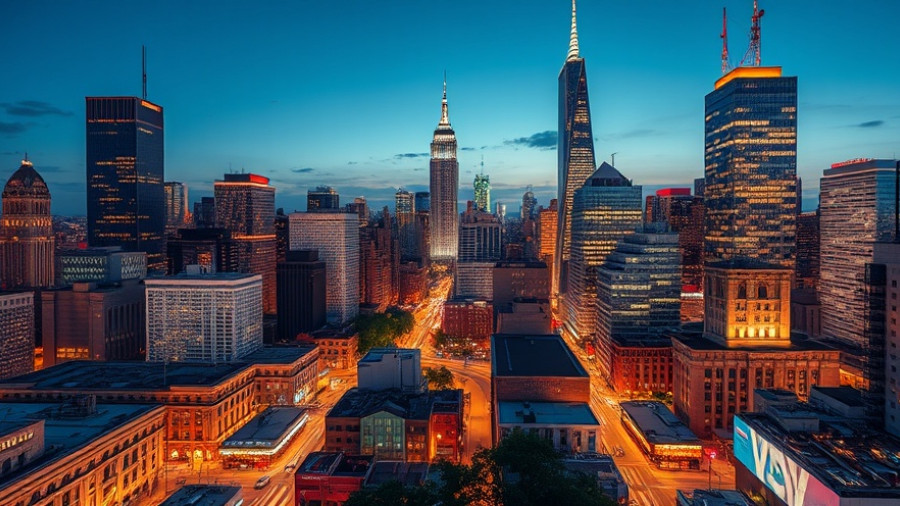 Neobanks in the Digital Asset World: A vibrant urban skyline at night.