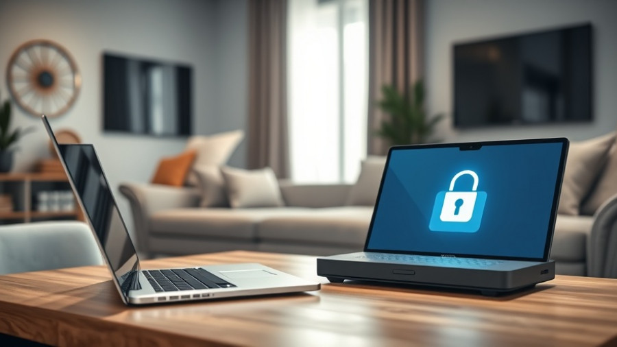 Cybersecurity Checkup for Every Household: Modern living room with tech setup.