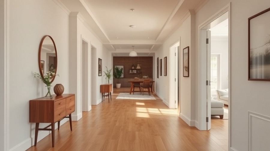 Elegant modern hallway with chic decor for home touch-ups during the holidays.