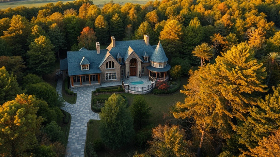 Luxurious Ontario cottage country estate surrounded by lush forest.