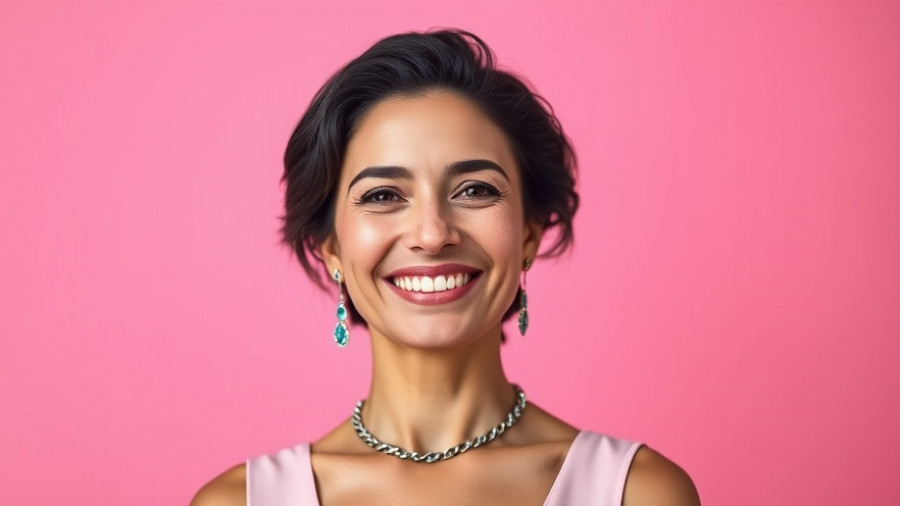 Confident woman in blue dress smiling, illustrating common traits of successful founders.