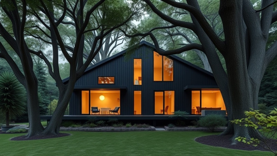 2025 Whole Home Austin Design featuring modern black-paneled house in nature.