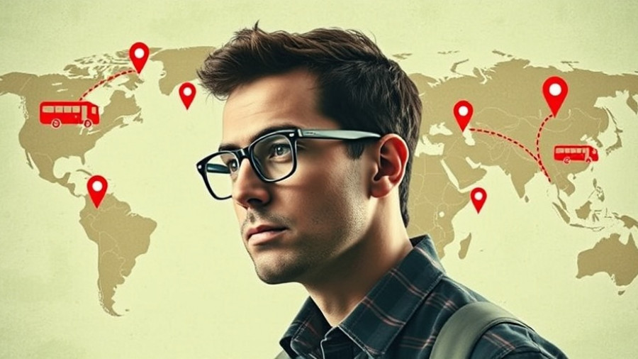 Digital nomad reflecting on global travel experiences with map