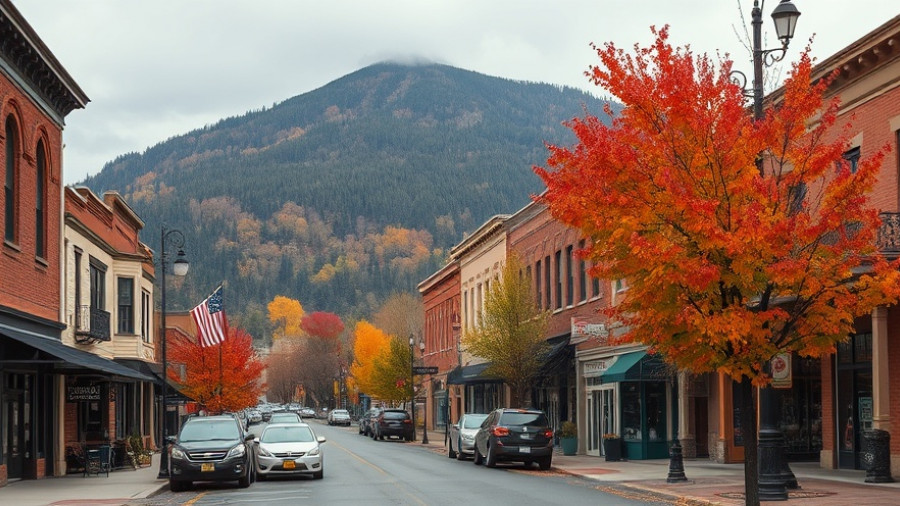 Saranac Lake fall getaway scene in charming small town.