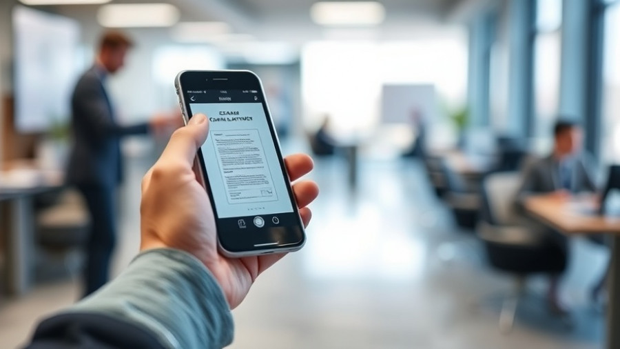 Scanning a document with a smartphone to register my business name.