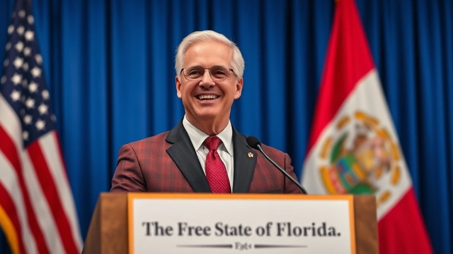 Florida official speaks on childhood vaccination mandates at podium.