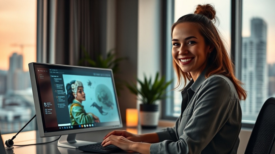 Studio-level quality image of woman creating digital art for branding.