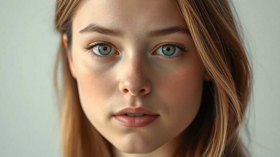 Young woman with neutral expression in a photorealistic portrait
