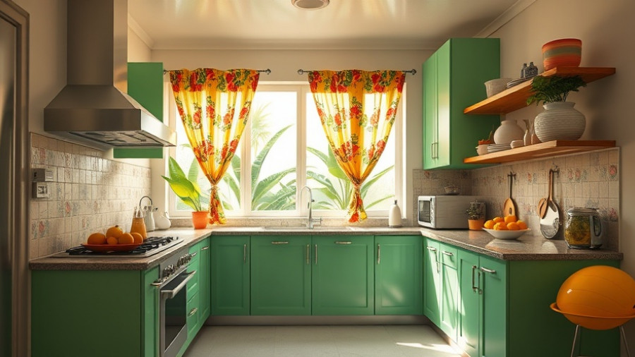 Stylish Kitchen Cabinet Color Combinations in vibrant green retro kitchen.