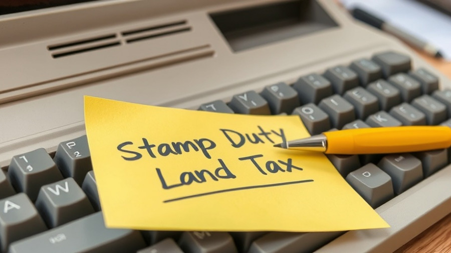Yellow note on keyboard about Stamp Duty reforms.