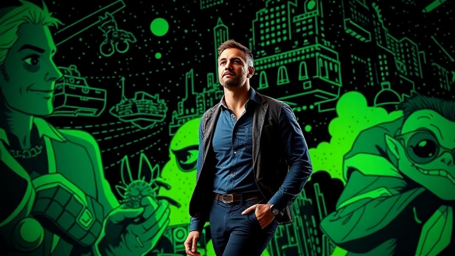 HBO’s Lanterns John Stewart character in front of comic illustration.