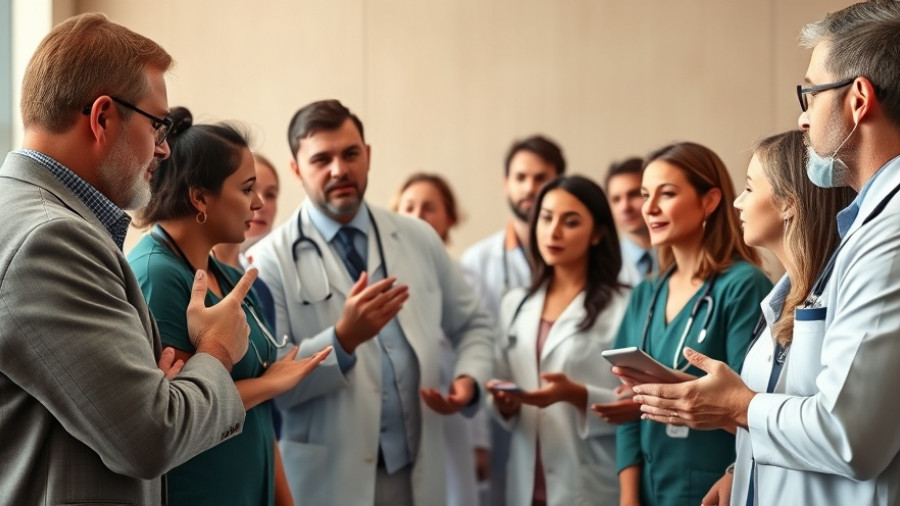Medical team collaborating in a conference room, emphasizing clinical collaboration with cloud technology.