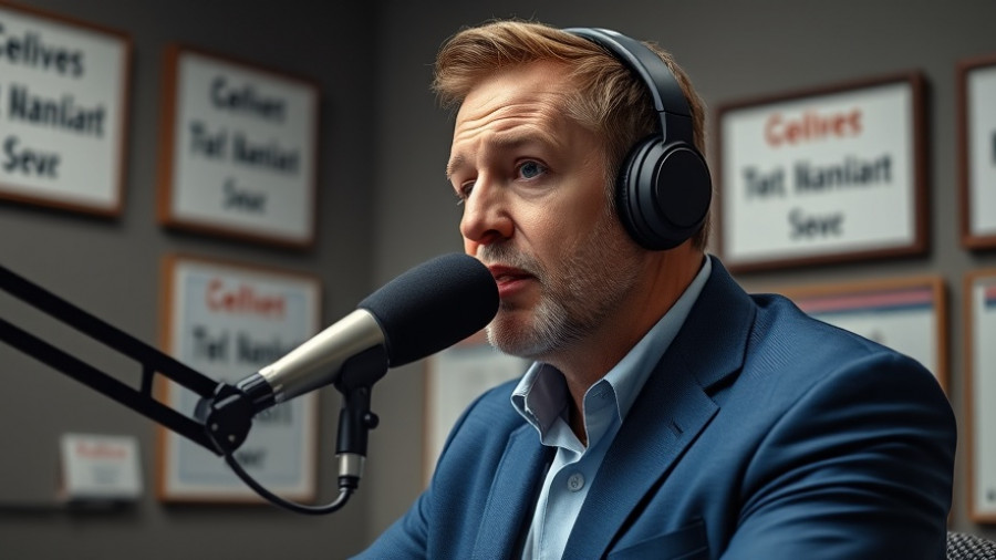 Man in blue blazer speaking on podcast about Fannie Mae and Freddie Mac public offering.